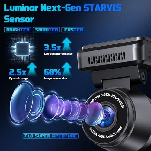 4K Front Dash Cam for Cars, WiFi & APP Control, 170° Wide Angle, Night Vision, G