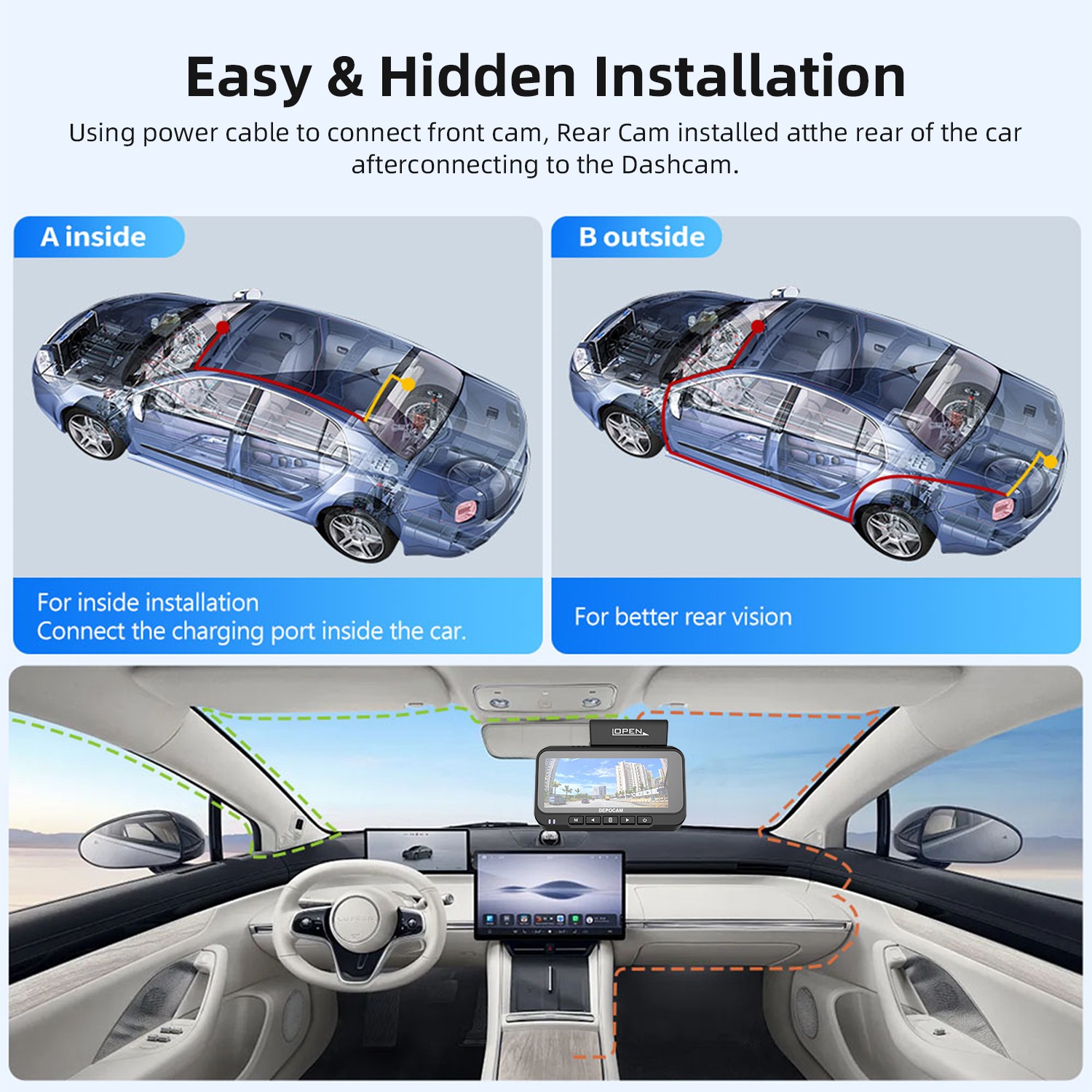 Dash Camera 4K Front and Rear Dash Cam Built-In WiFi & GPS, App control