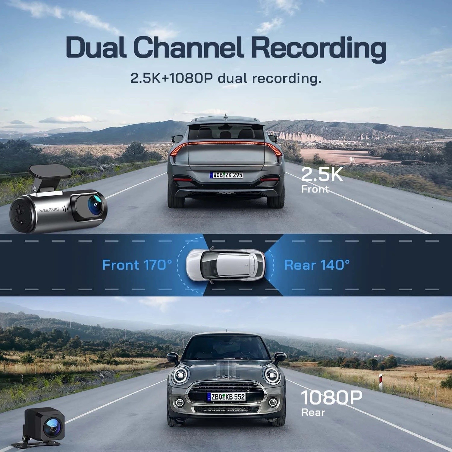 Fast shipping Dash Cam Front and Rear, 4K+1080P Dual Car Camera, Parking Monitor