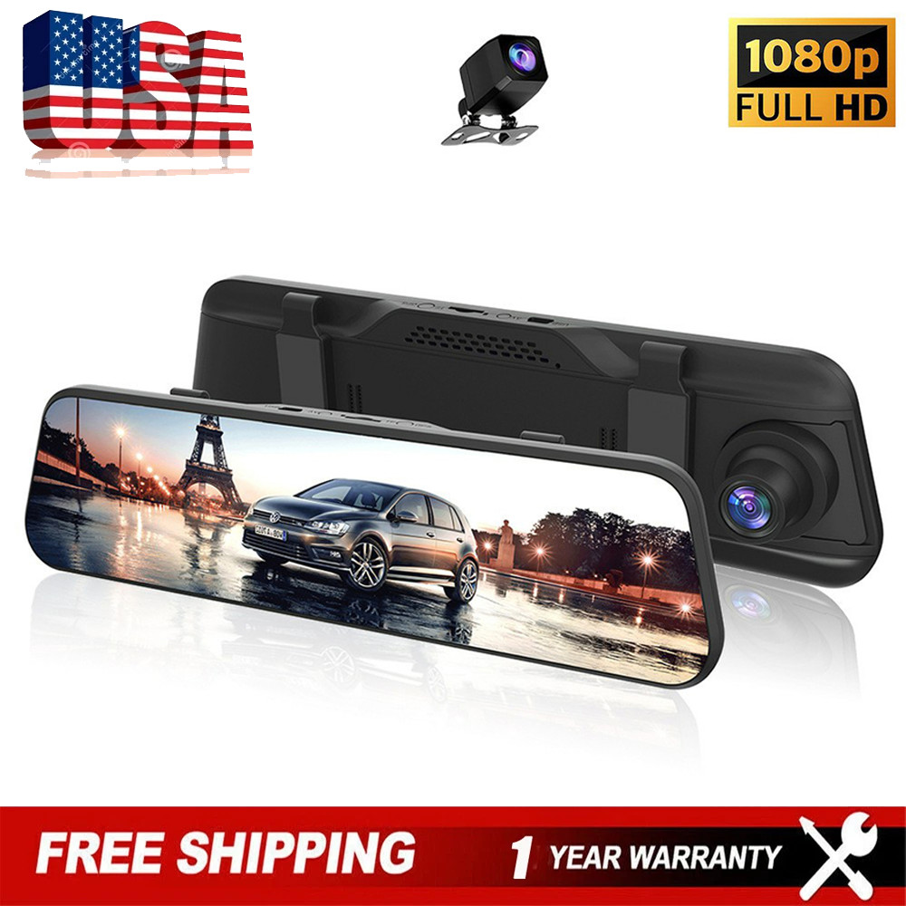 4K 10” Dual Dash Cam Mirror Dash Cam Rear View Mirror Dash Camera Front and Rear