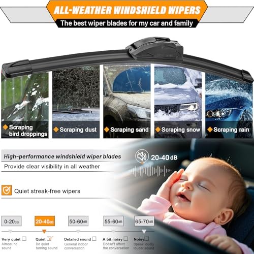 3-Pack Windshield Wiper Blades for Kia Telluride 2020-2025 Kia Sedona 2015