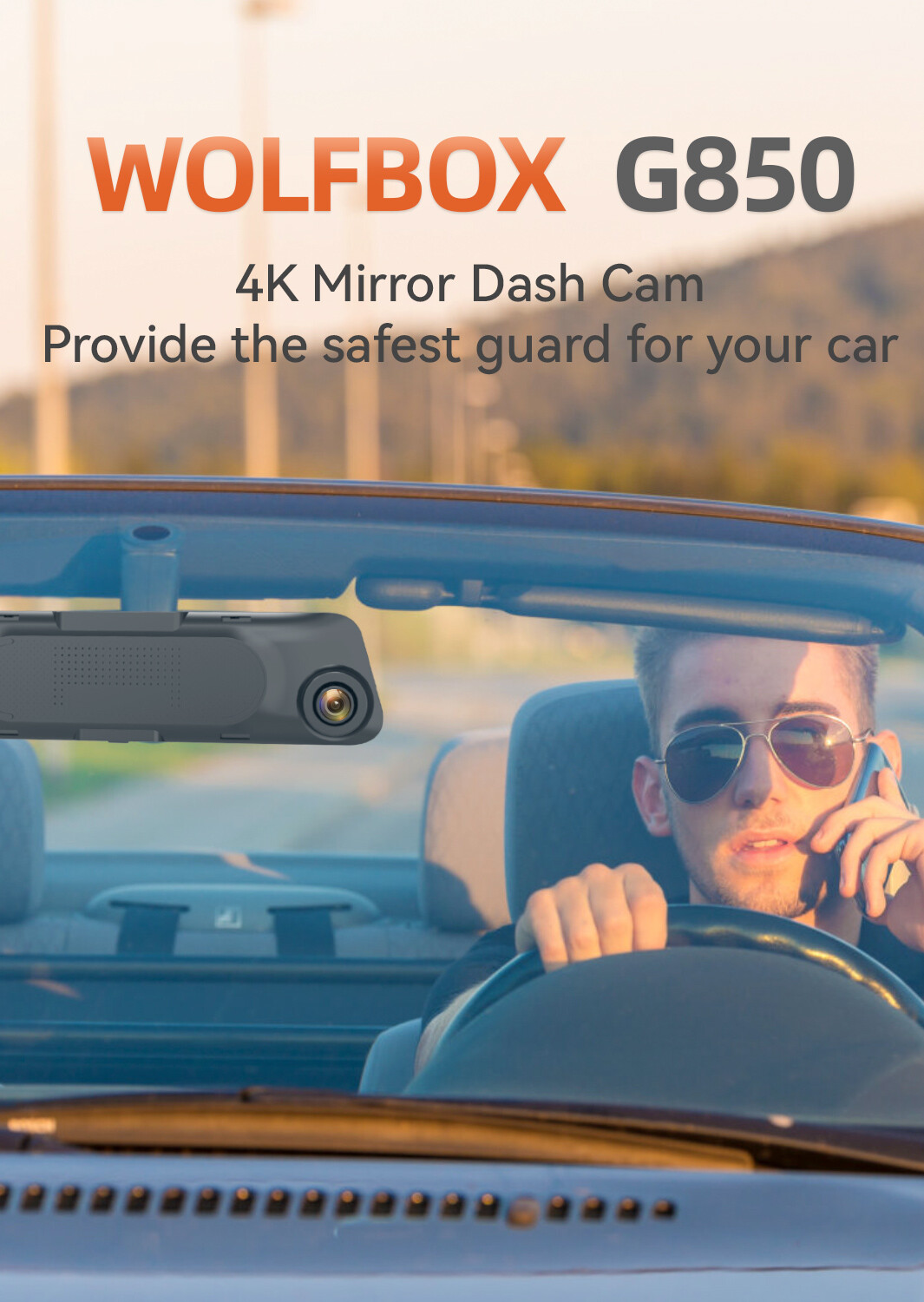 WOLFBOX Mirror Dash Cam Front and Rear Cam Monitoring Cameras With Free SD