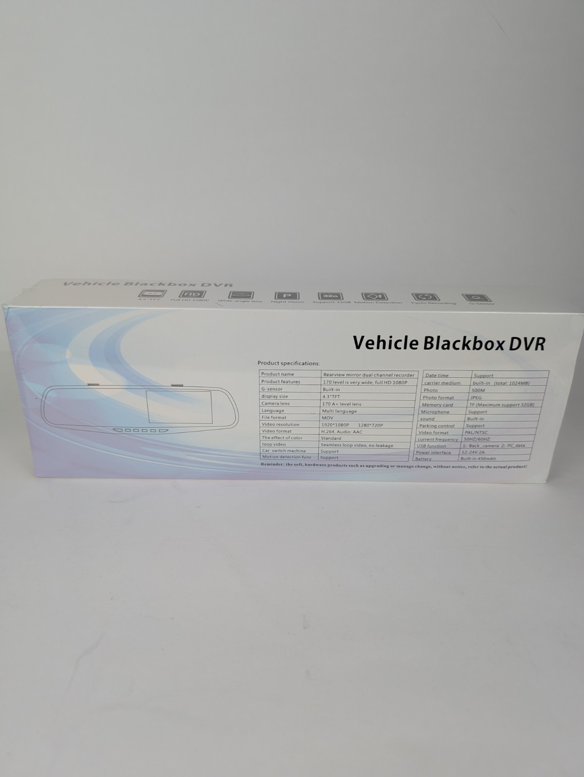 Vehicle Blackbox DVR 1080 Car Rearview Mirror 170 Wide Angle 4.3″ Video Recorder