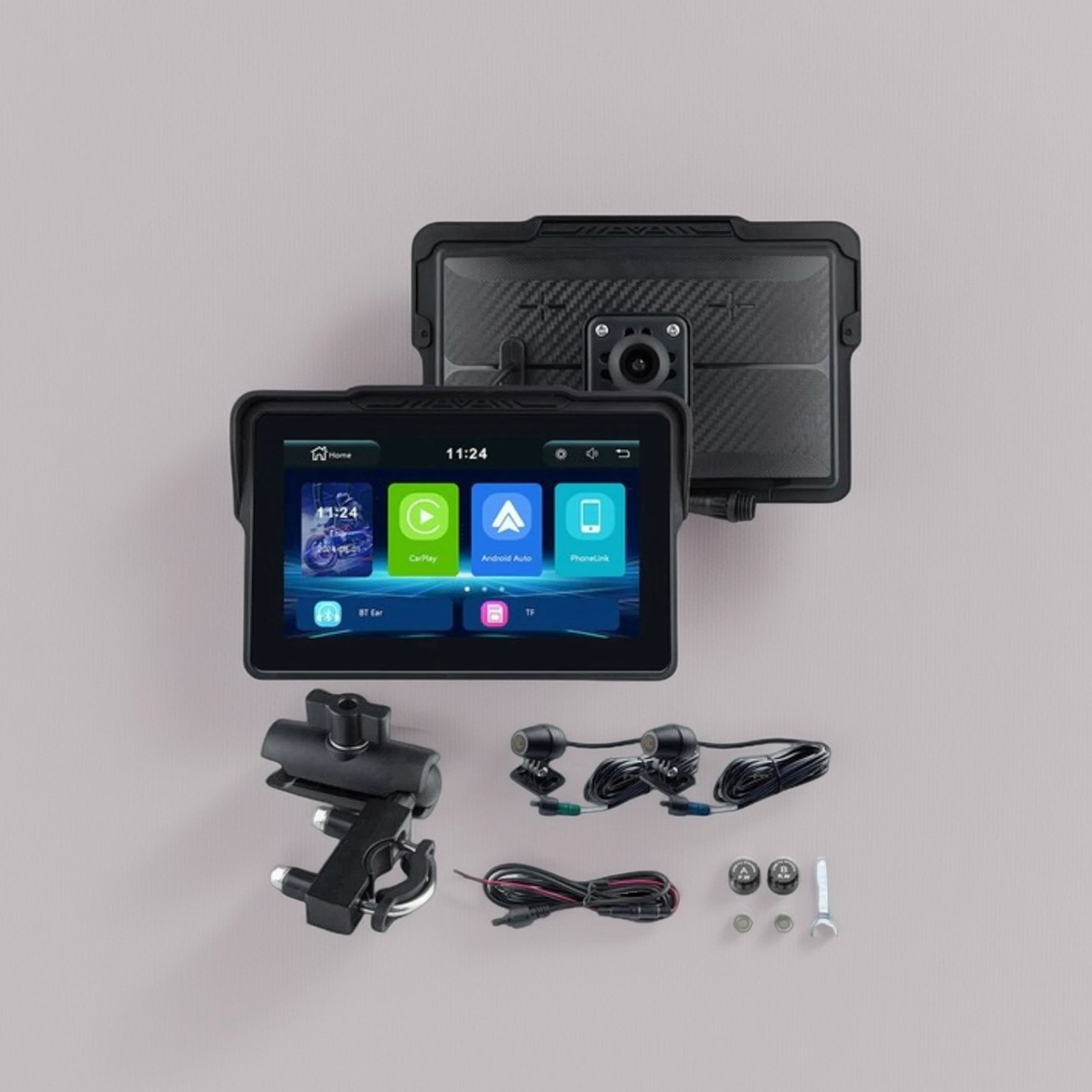 7 inch Motorcycle Android Auto Wireless IPS Touch Screen Carplay + Camera +TPMS