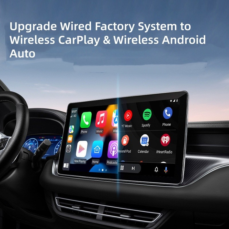 2-in-1 Wireless Projection Carplay Adapter for Apple Android Wired to Wireless