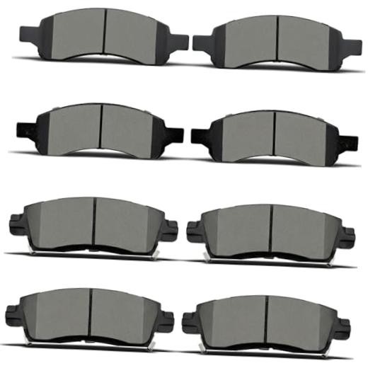 8pcs front rear Ceramic Brakes Pads Set Compatible with 2008-2017 Buick