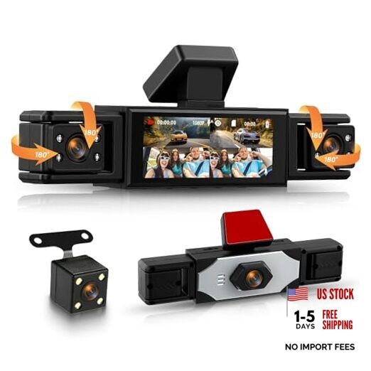 4 Channel 360° Dash Cam Front and Rear Inside Left Right, 3.16 4 Channel 1080P