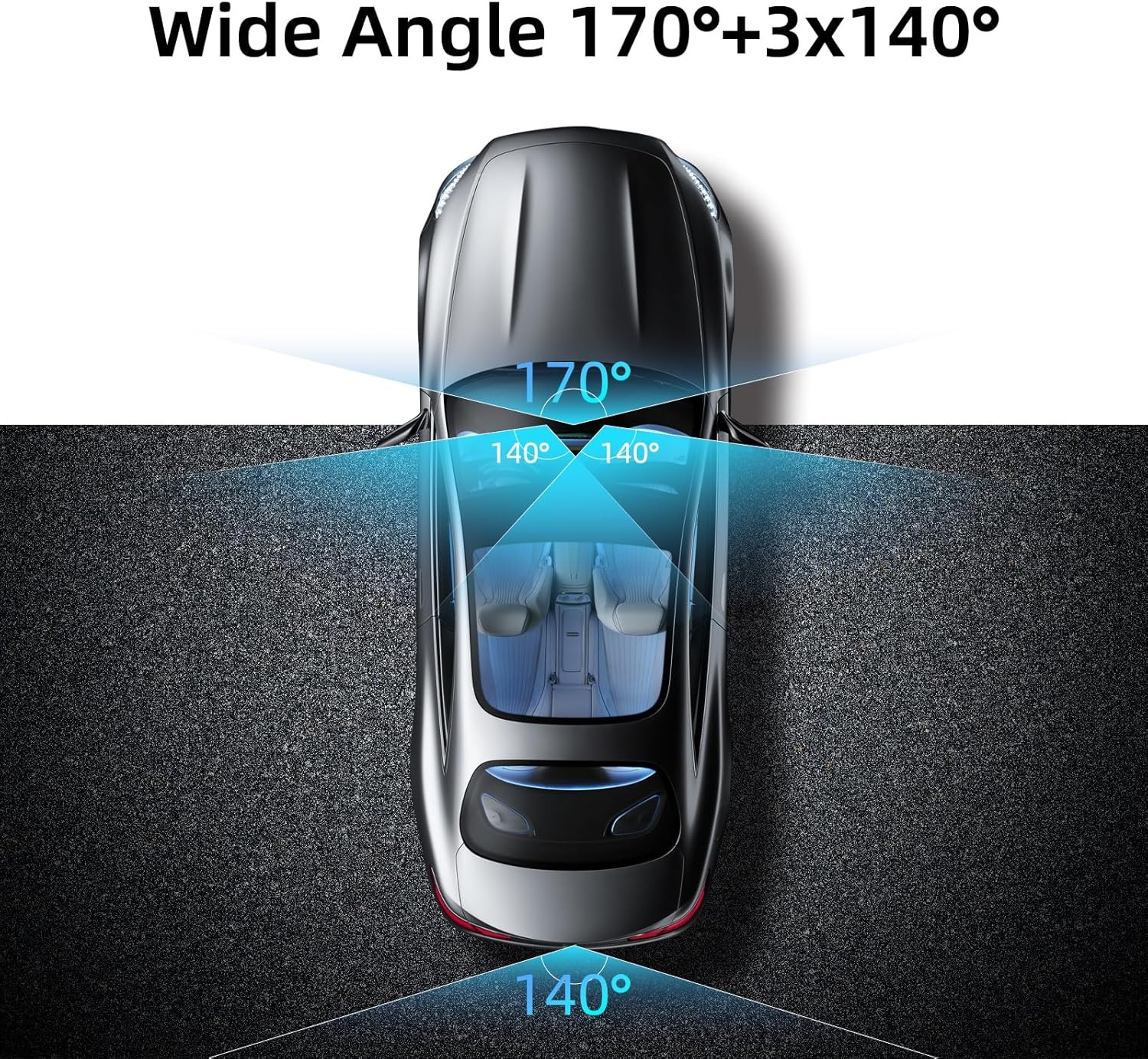 4Lens Dash Cam Wifi&5G Front Rear Inside Dash Cam 360° 1080P Car Camera 64GB