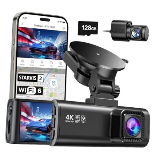 F7NP 4K Dash Cam Front Rear, STARVIS 2 Sensor, Free Card F7NP-128GB SD Card