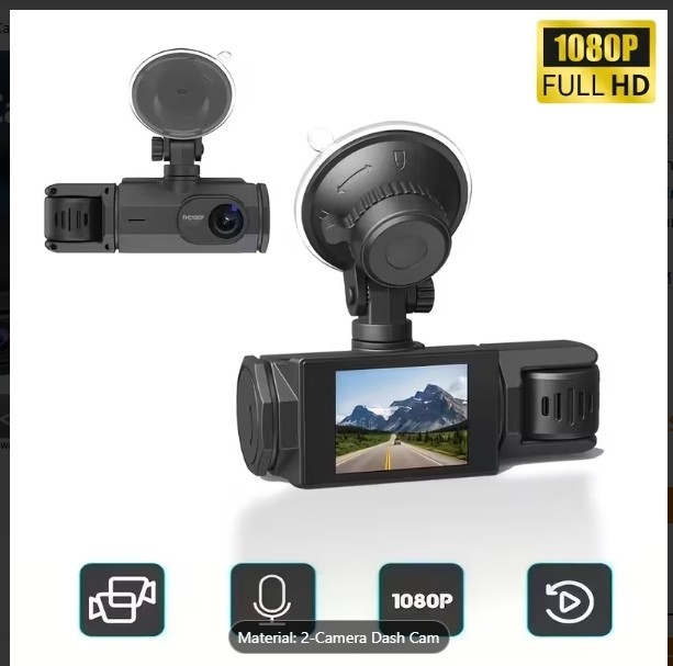 Front and Rear Dual-Camera – Dash Cam Equipped with a 2-Inch IPS Screen