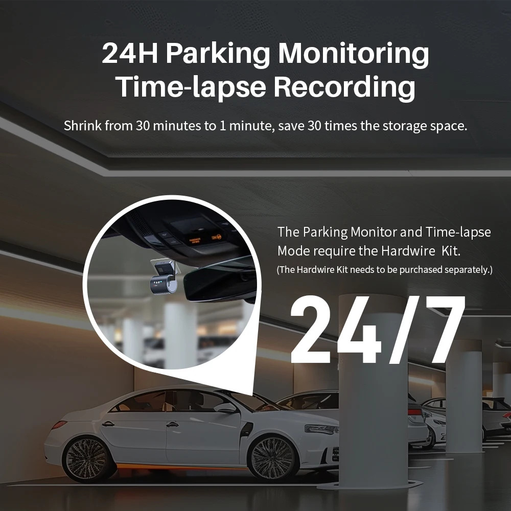 2K MINI 3 Pro Cameras for Car DVR Tiny Dash Cam 24 Parking Auto Video Recorder