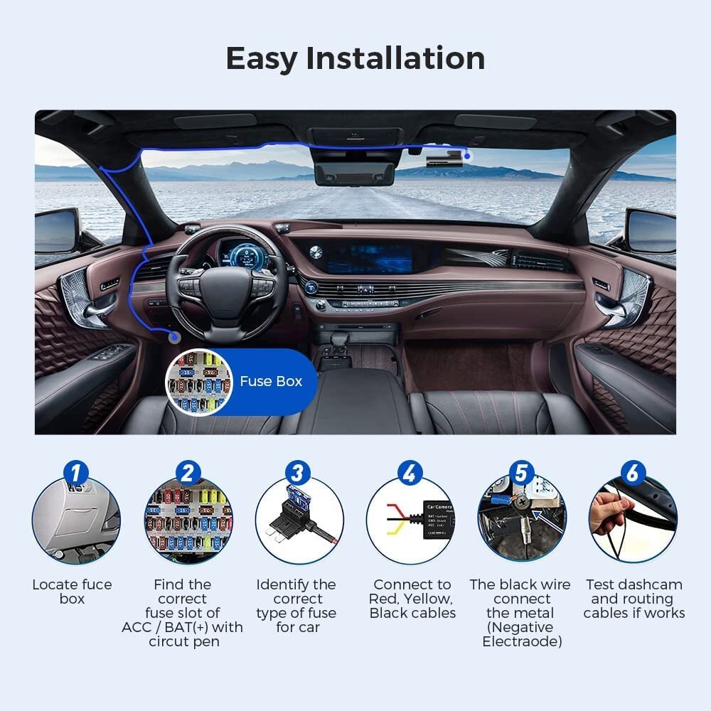 AZDOME JYX05 Dash Cam Hardwire Kit USB Type C Hard Wire Kit 11.5ft forPG19X M580