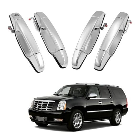 Front Rear Driver & Passenger Exterior Door Handles Compatible with Chrome
