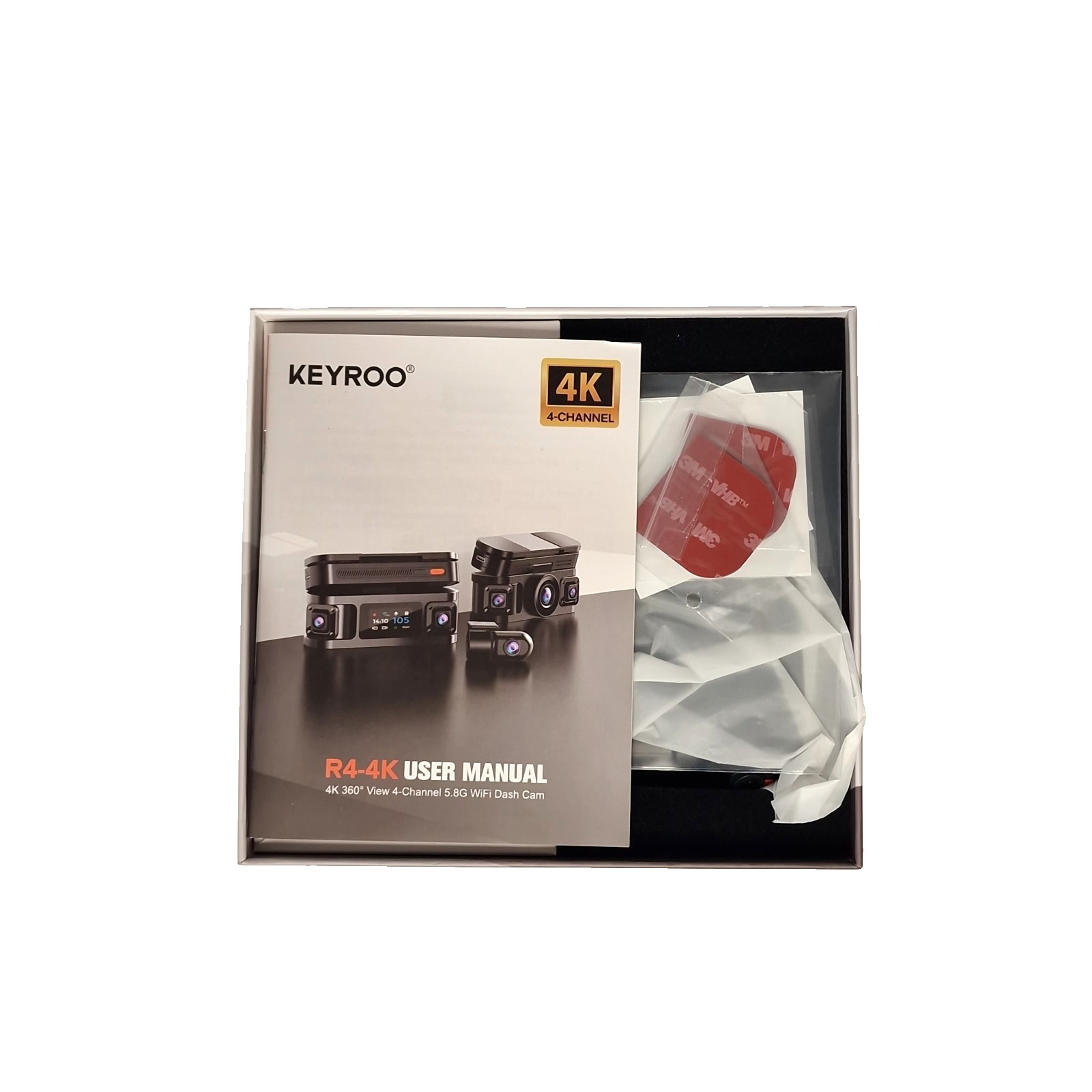 Keyroo R4-4K 360 View 4-Channel 5.8G WiFi Dash Camera – New Open Box