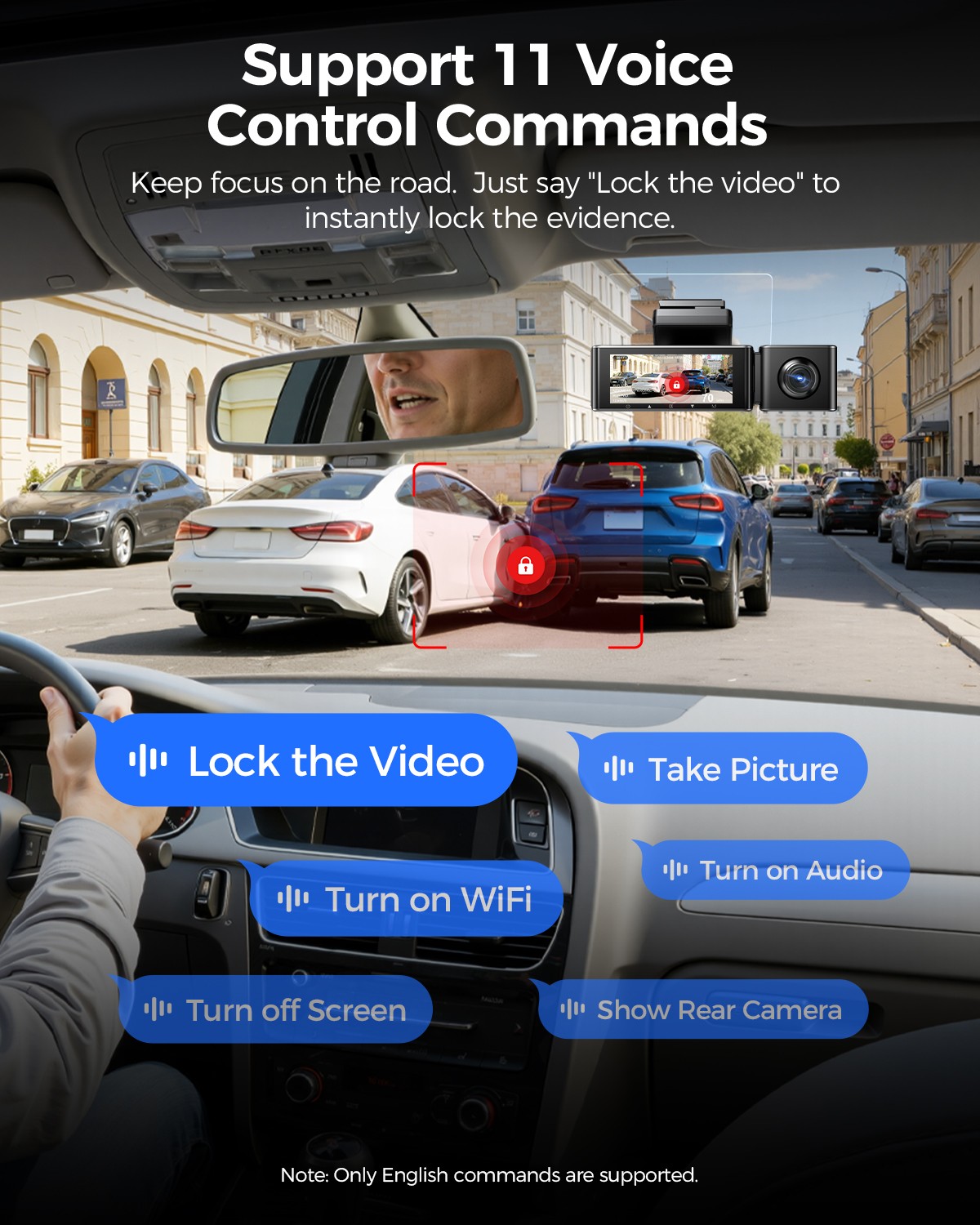 AZDOME 3 camera Dash Cam for Car 5GHz WiFi GPS Dual 4K+1080P Parking Mode IPS