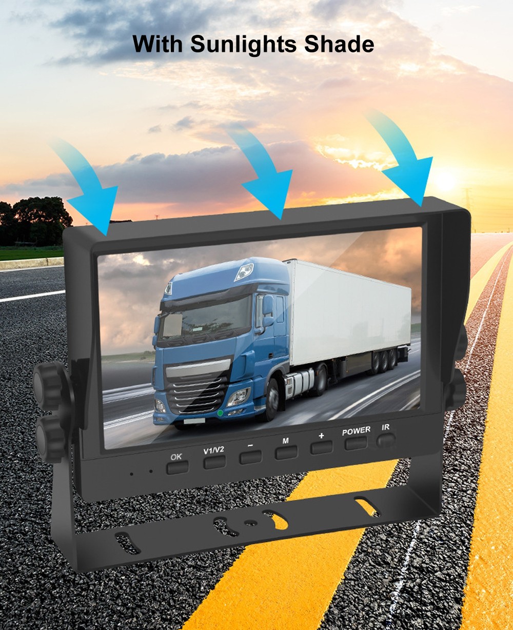 7” AHD Monitor DVR 2x 1080P Backup Camera BSD for RV Truck Trailer Bus Van