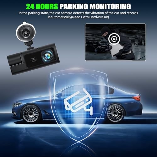 3 Channel Dash Cam Front and Rear Inside, 2.0” 1080P Dash 3 channel 1080P