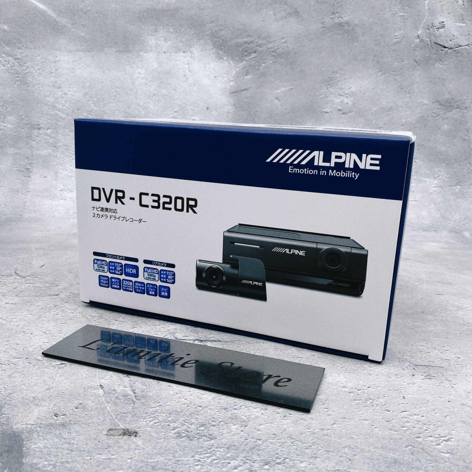 ALPINE DVR-C320R Drive Recorder Front & Rear View 2-Camera HD Dash Cam DVRC320R