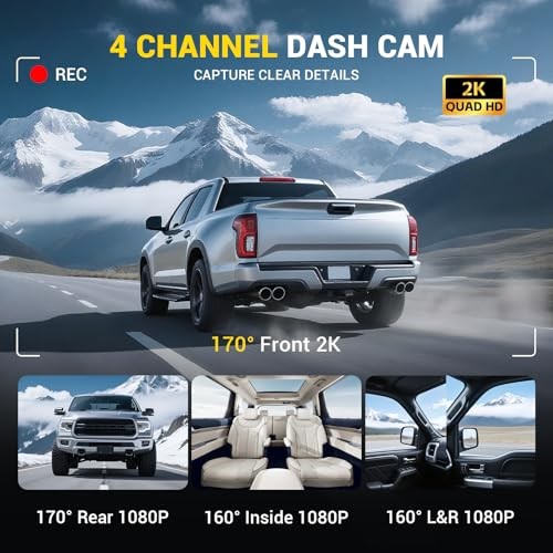 4K Front and Rear with Cabin, 4K+1080P+1080P Dash Camera for 4 Channel Dash Cam