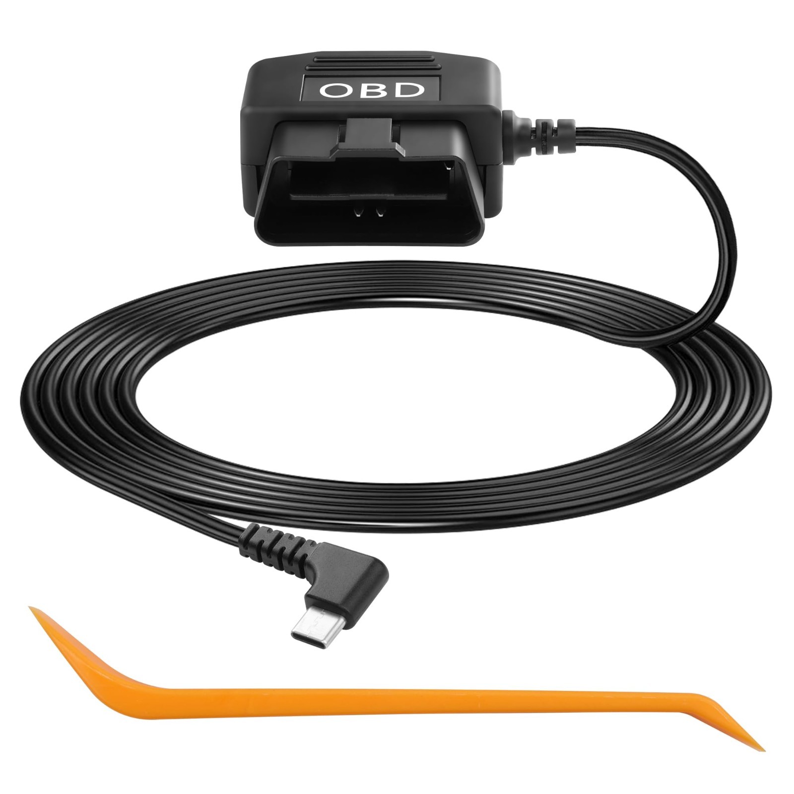 OBD2 to Type C Hardwire Charger Cable for Dash Cam – 11.5FT, 24/7 Surveillance,