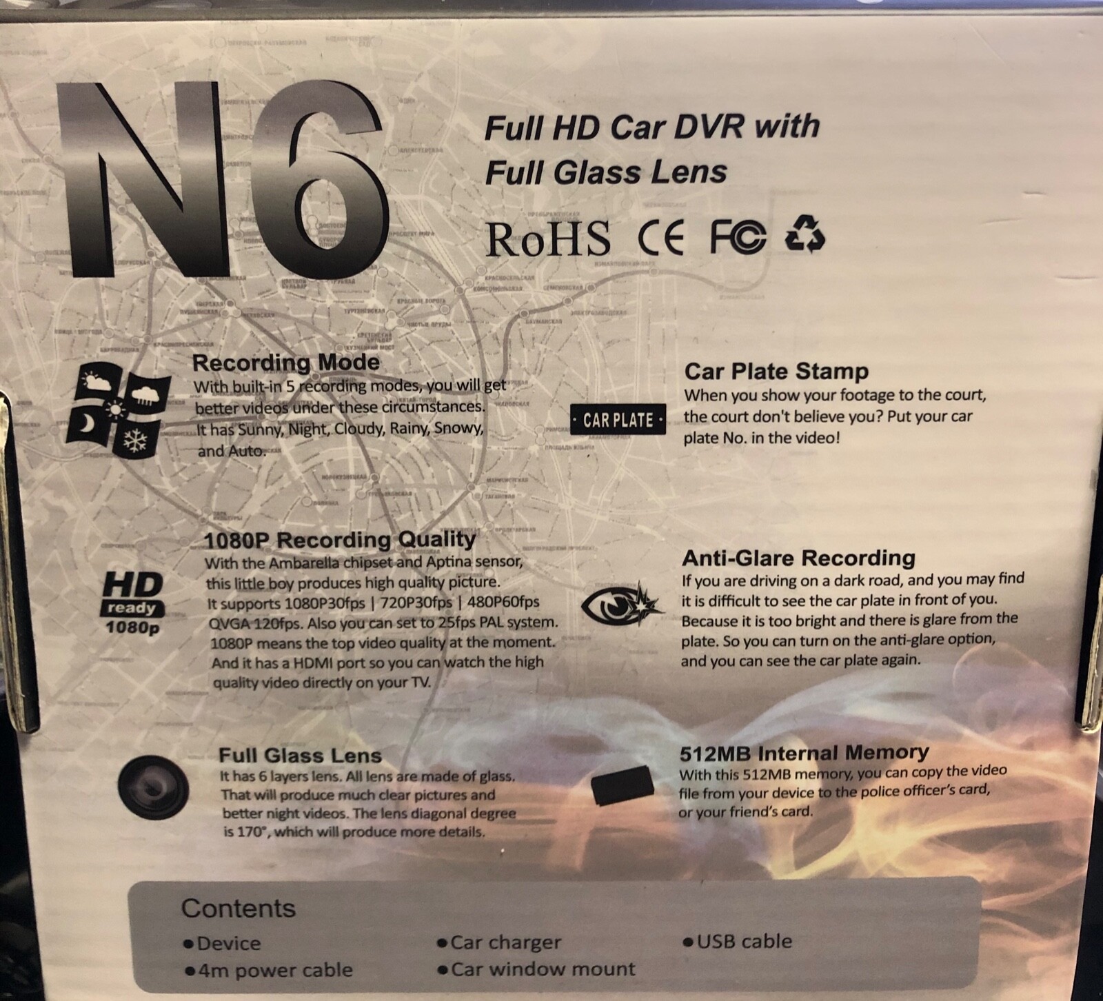 N6 Full HD Car DVR with Full Glass Lens, 32GB Memory, GPS NEW IN BOX