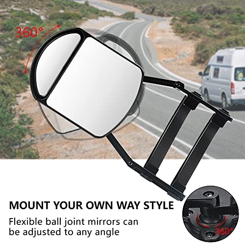 Universal Clip-on Towing Mirrors Extension Towing Flat and Convex Mirror-A