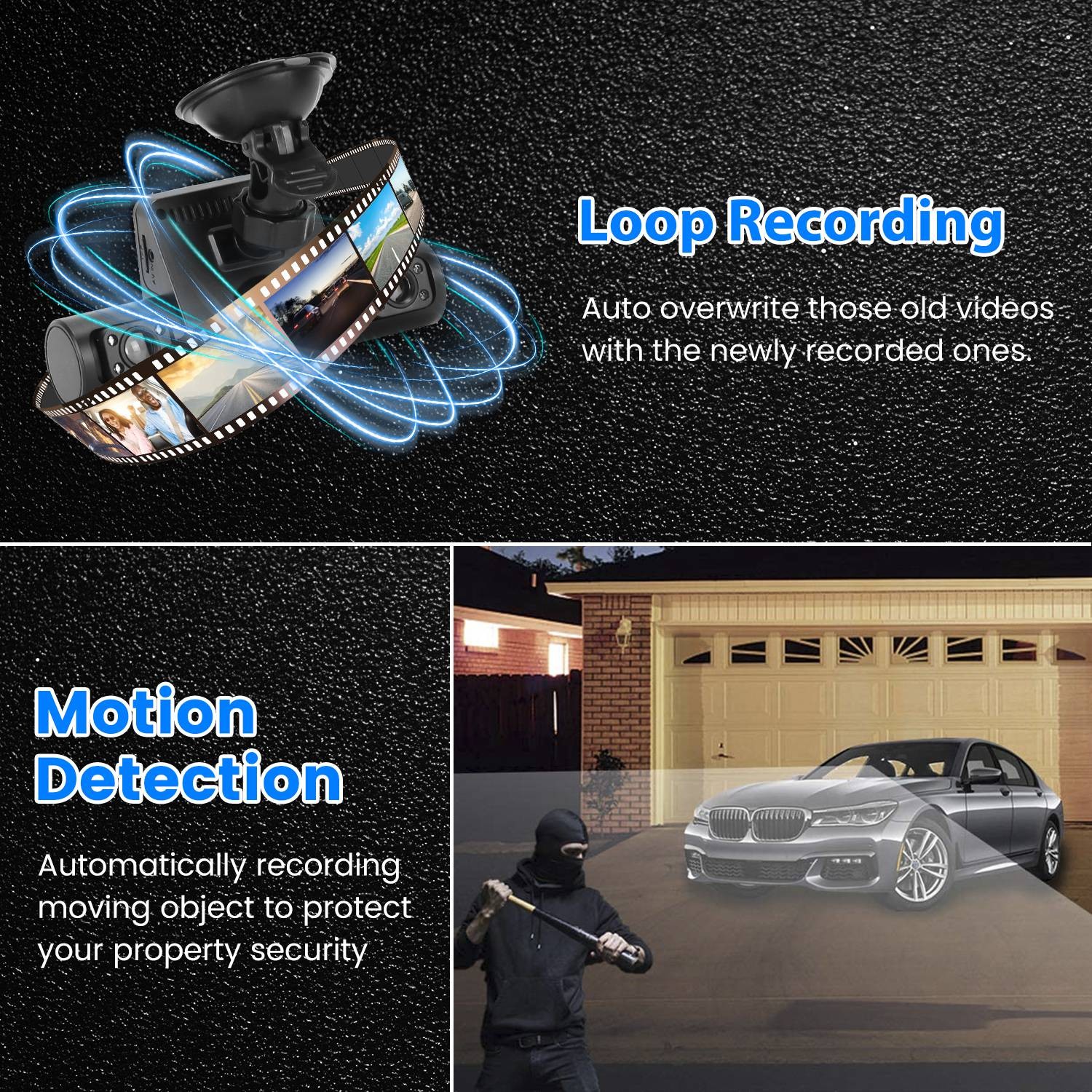 1080P Front And 480P Rear 4 Channel Dash Camera With Loop Recording Features
