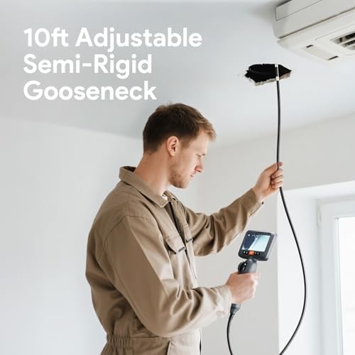 Articulating Borescope, Dual Lens Endoscope Camera with Light | 1080P 10FT