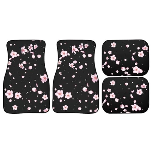 Cherry Blossom Car Floor Mats Carpet Universal Abstract Japanese Pink Black