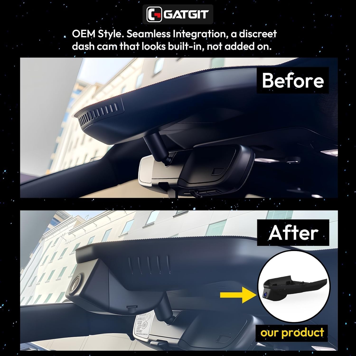 Front 4K Dash Cam Camera Custom fit for Cadillac Gen5 Escalade/Escalade ESV 4612