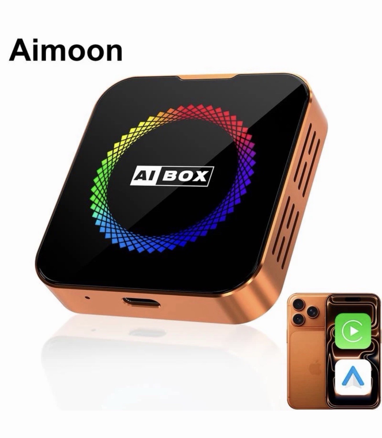 Aimoon Orange Ai Cube Pro Max Wireless Carplay Adapter for Iphone & Android Auto