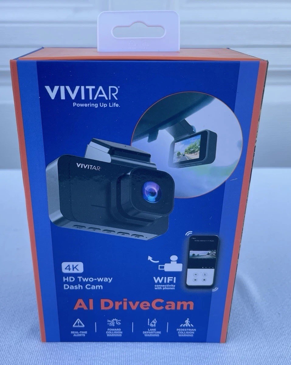 Vivitar 4K HD Two-Way Dash Cam with AI-All Distance Warning Sealed Orig. $199.99