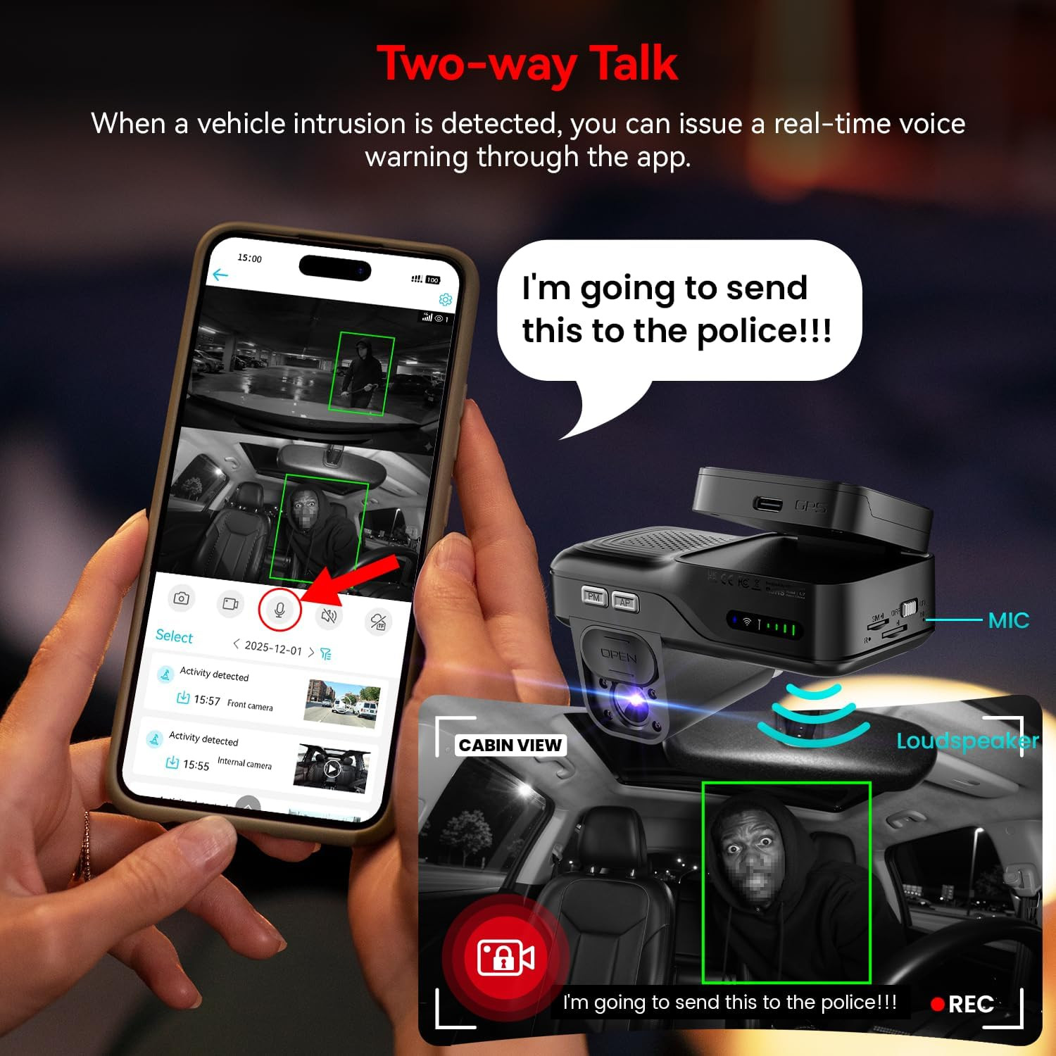 4G LTE Dash Cam with Live View, 2K+1080P Front inside Anti-Theft Car Camera Live