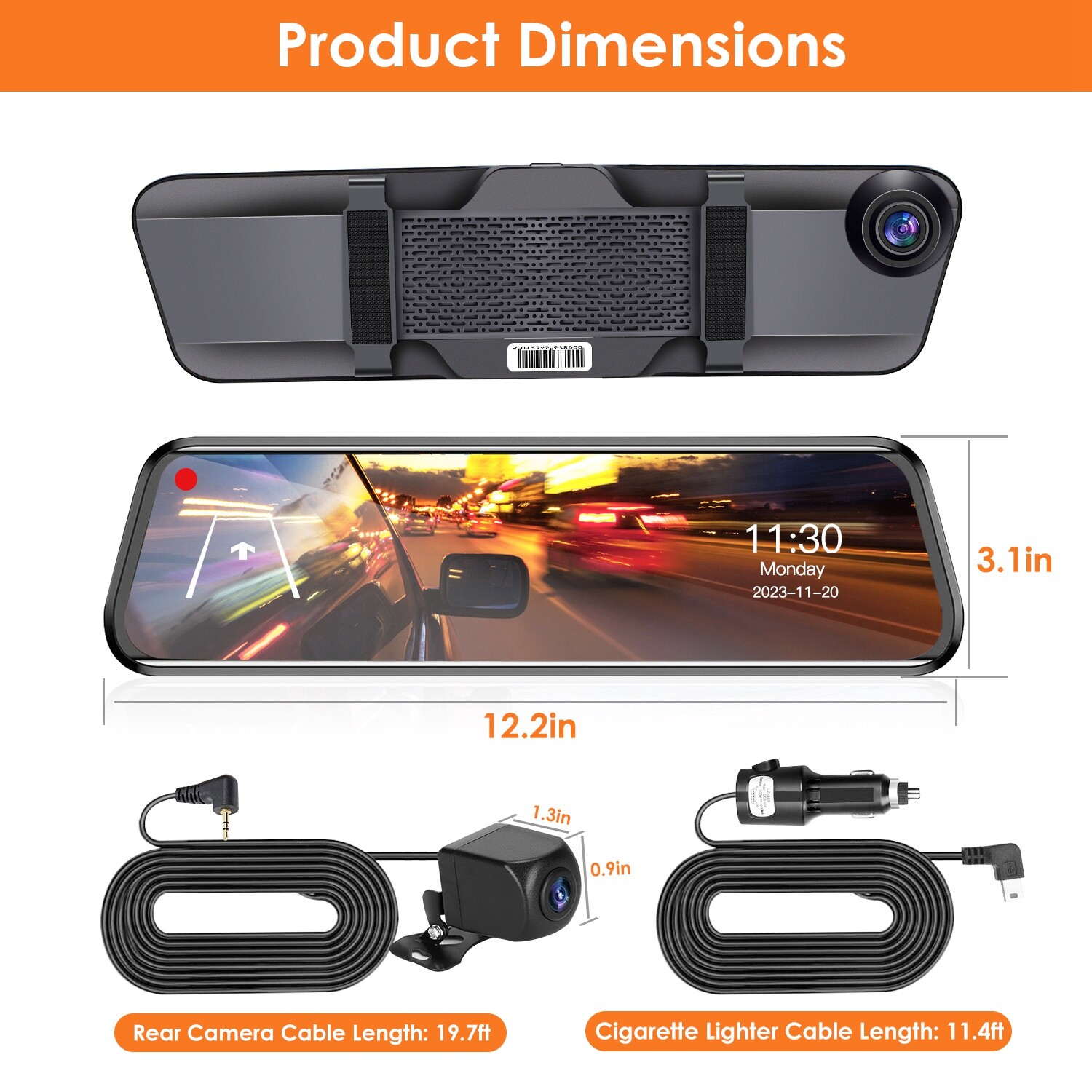 Ultra HD Dash Cam Front and Rear, 4K+1080P Dual Lens Car Camera for Cars