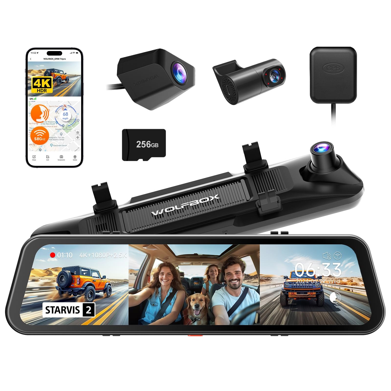 WOLFBOX G900 Tripro Cabin Version & USB C 4A Acc Hardwire Kit Black