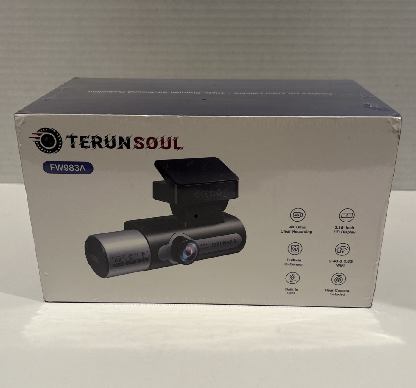 TERUNSOUL 4K Dash Camera Front Rear Cabin GPS WiFi