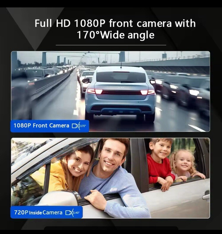 1080P Dual Lens Car Dash Cam G-Sensor Front and Inside Camera With 32GB SD CARD