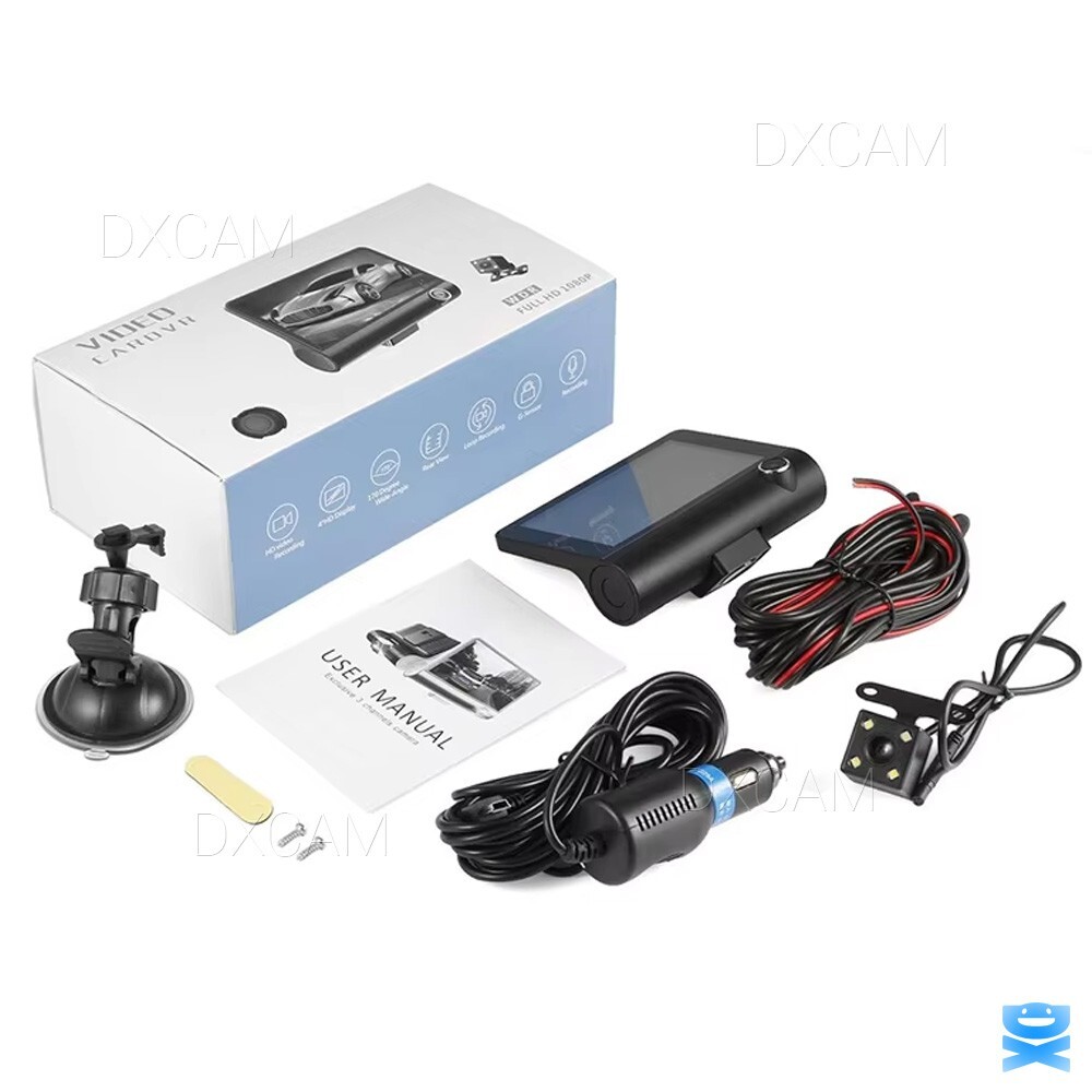 Dual Lens 4-Inch Screen Dash Cam HD 1080P Car DVR Rearview Video Recorder Camera
