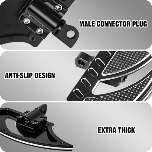Wide Motorcycle Driver Passenger Front & Rear Floorboards Black batwing style