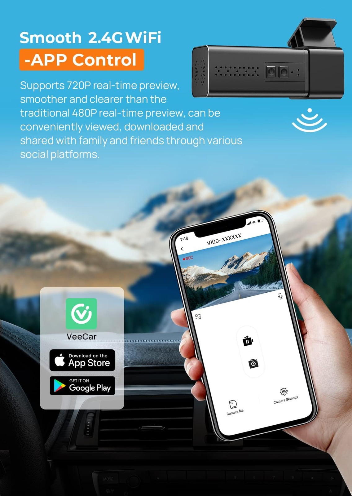 Dash Cam, 2.5K WiFi Dash Camera for Cars, Mini Dashcam with App, Front Car Ca…
