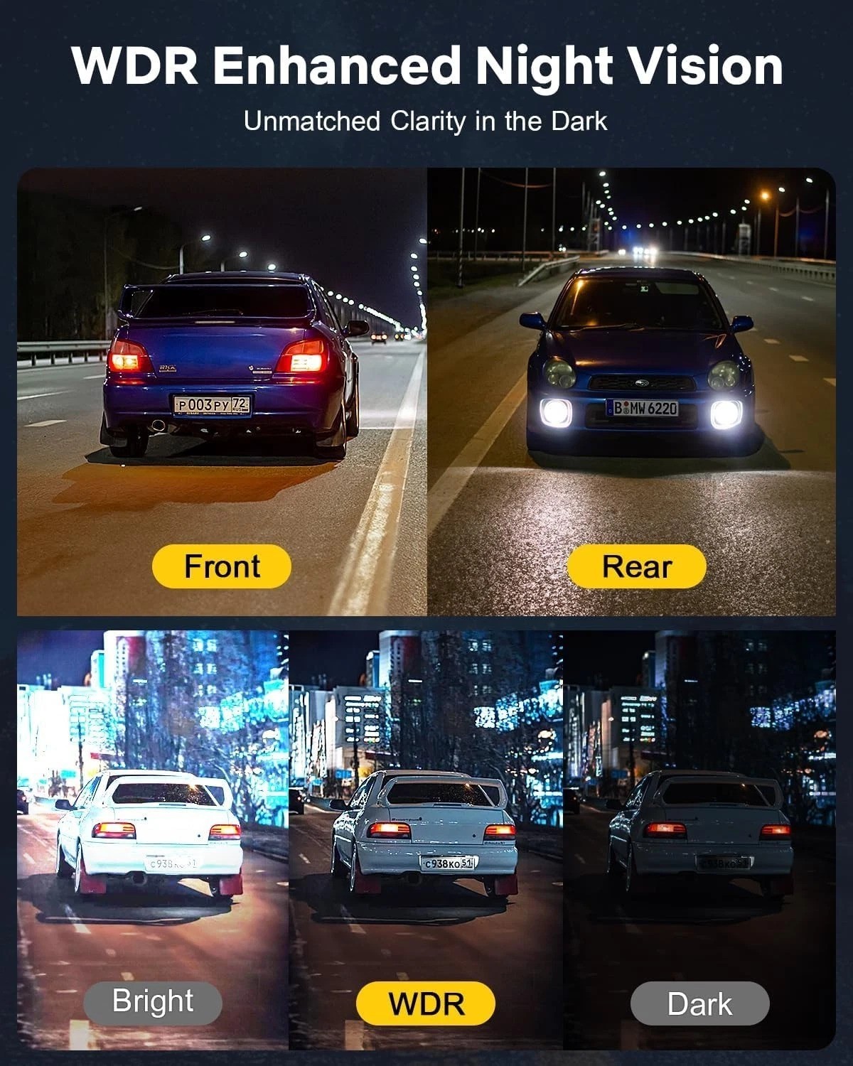 4K Dash Cam with 3.18” Touchscreen & Built-in GPS – Dual 1080P Recording