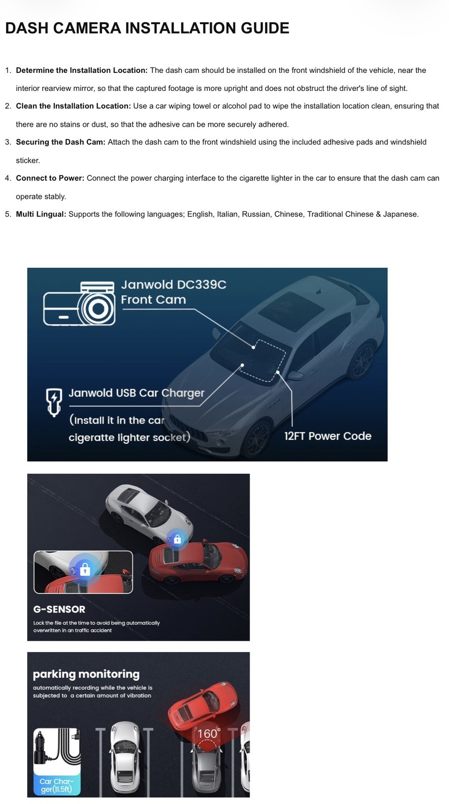Dash Cam 2.5K QHD, 3.39″ IPS Dash Camera with 32GB Card 160° Wide Angle NEW