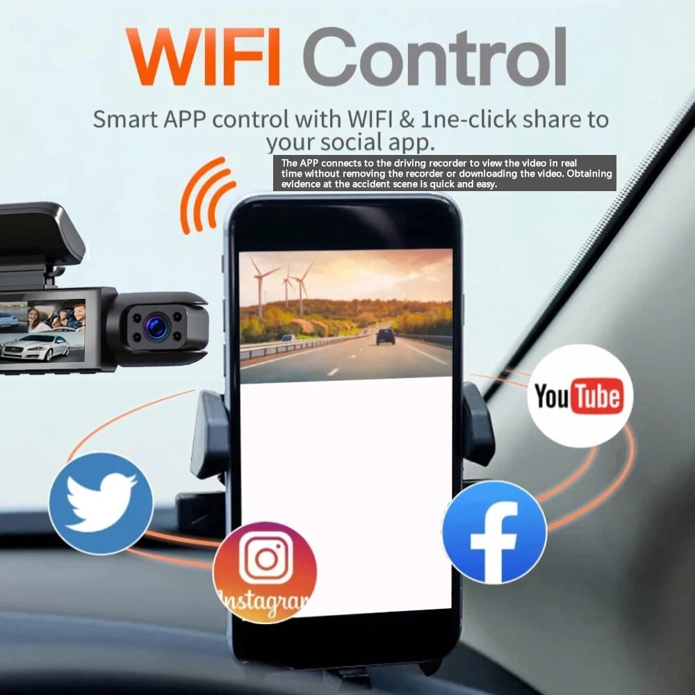 1080P WIFI Dual camera Dash Cam for cars,Front And Inside,car camera with IR Nig