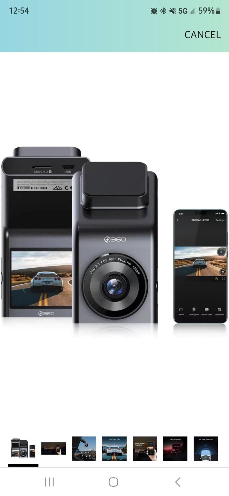 360 Dash Cam, 1296P FHD Car DashCam, G300H