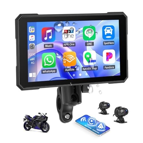 5″ Waterproof CarPlay Screen with 1080P Dash Cam, Bluetooth, WiFi, GPS Navigatio
