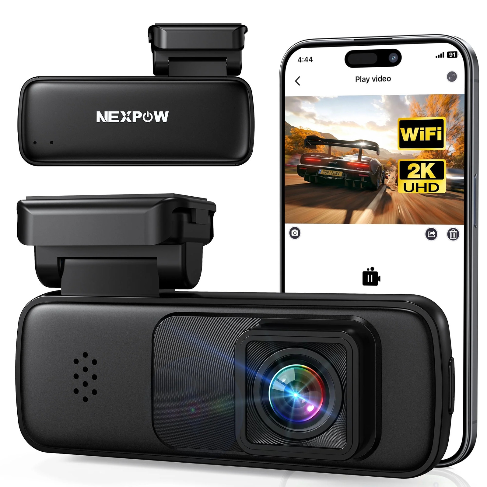 2K WiFi Dash Cam with App Voice Control Car Camera Night Vision G-Sensor