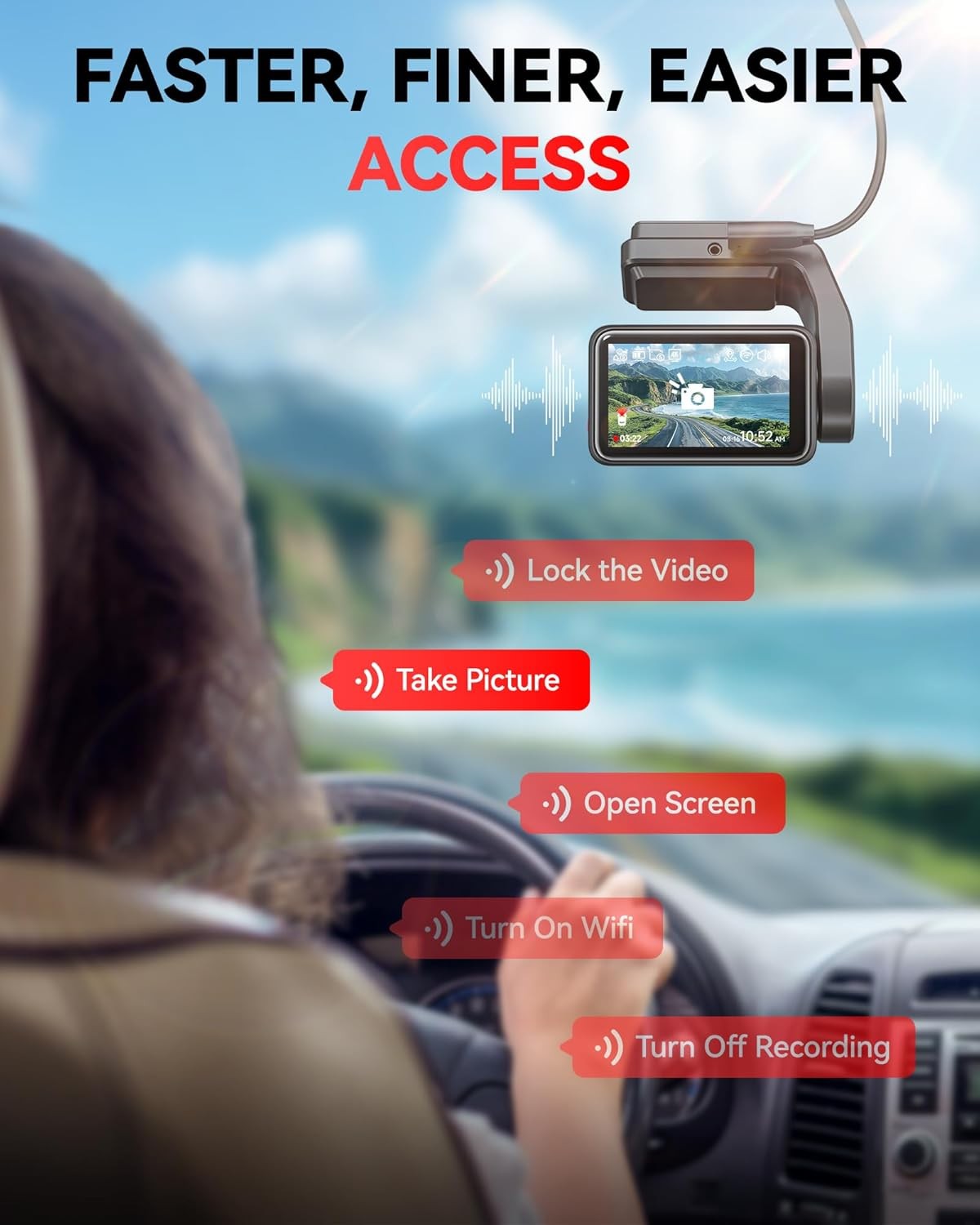REDTIGER F4 Dash Cam Front 4K Dash Camera, 5.8GHz WiFi 2″ Touch Screen
