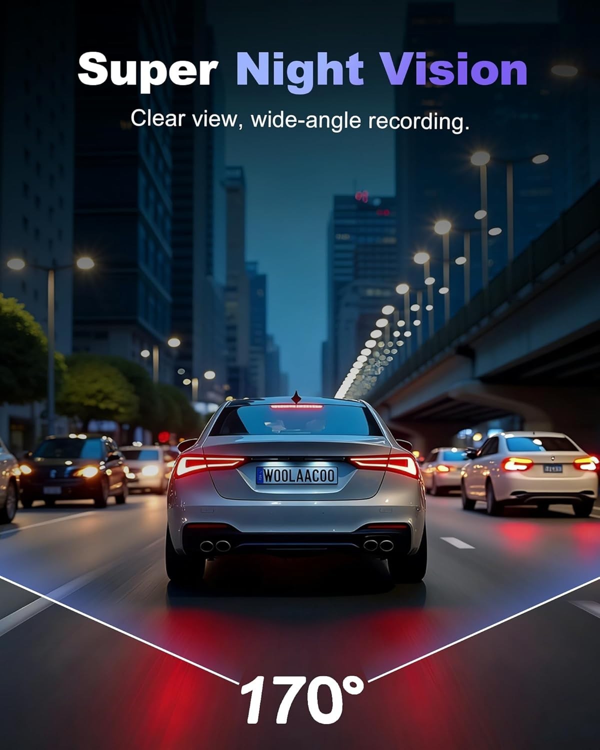 24/7 Dual Camera Dash Cam with 4K Front Vision & Wi-Fi Control for Car Security