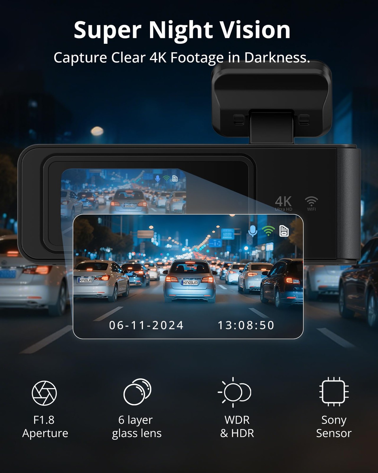 Camara Dual Para Auto Frontal 4K Y Trasera Con Tarjeta De 64GB De Lujo