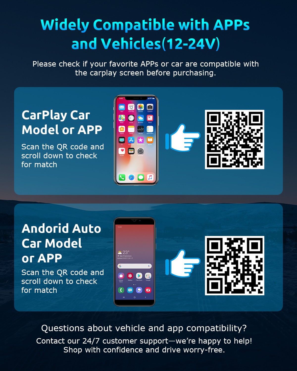 ESSGOO Portable Apple CarPlay Android Auto 4K Car Stereo Touch Screen FM Radio